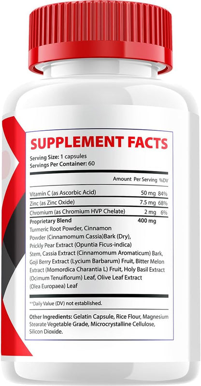 Gluco Health Plus Capsules – Sugar Optimiser Advanced Supplement, All Natural Formula (3 Pack - 180 Capsules)