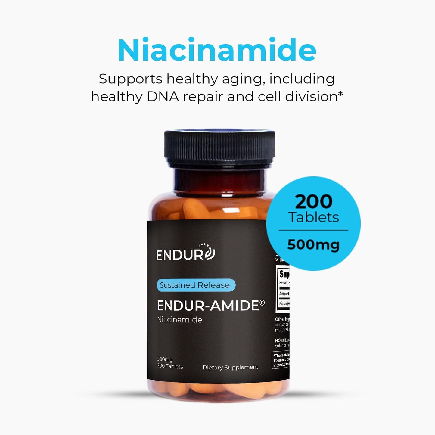 ENDUR-AMIDE - SR (Sustained Release) Niacinamide 500 mg, 200 Tablets - görsel 2