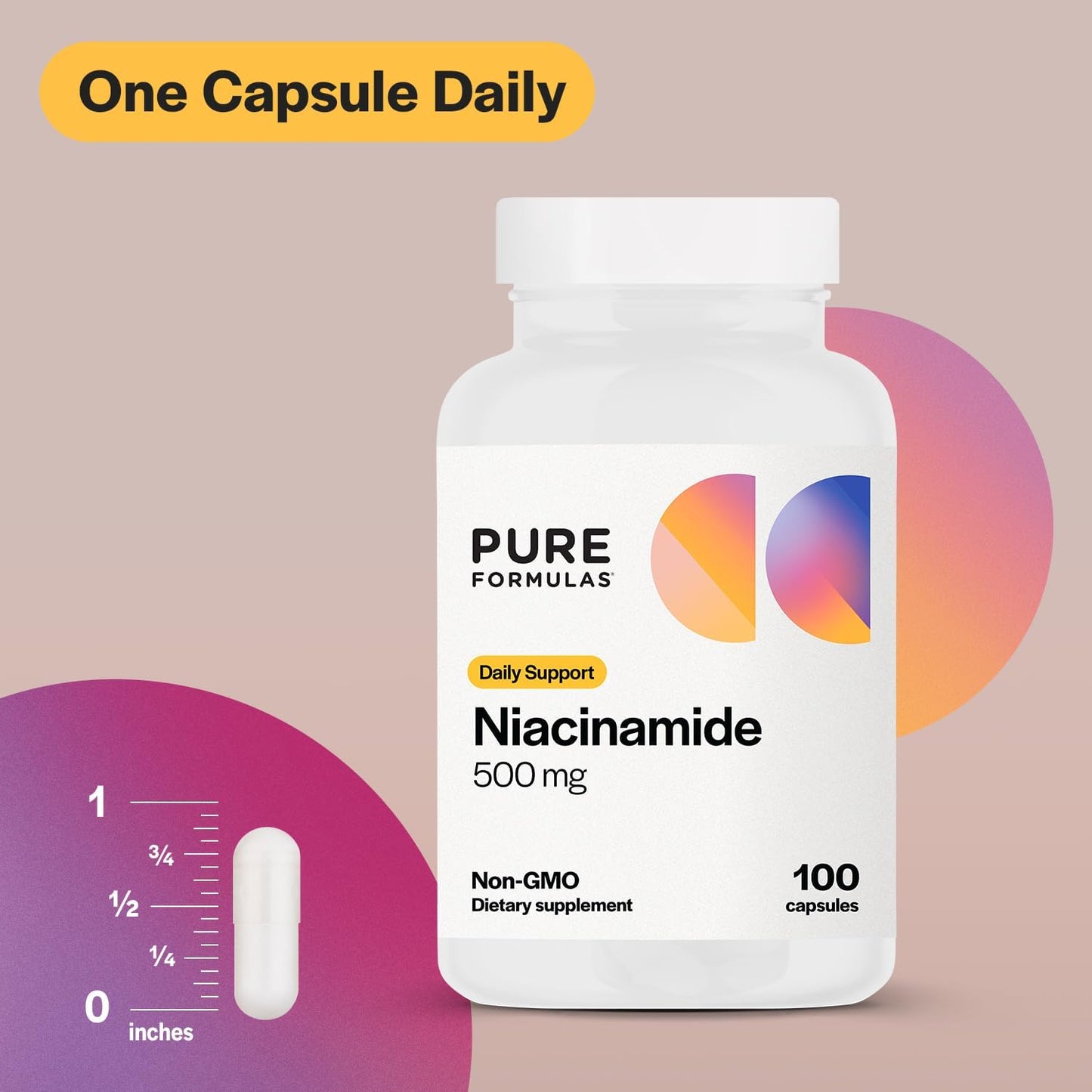 PureFormulas Niacinamide 500 mg - 100 Capsules, High Strength Vitamin B3 Supplement, Non-Flushing - görsel 3