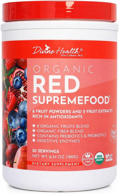 Divine Health Dr. Colbert MD Organic Red Supremefood - Berry Flavoured Blend - 180g (30-Day Supply)