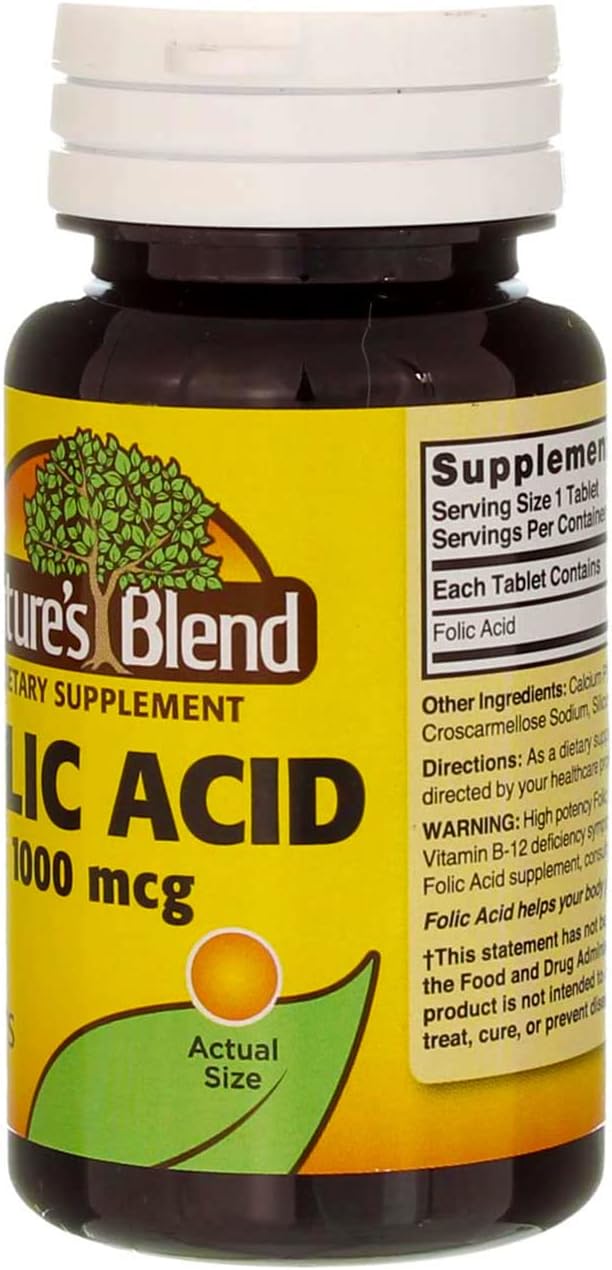 Nature's Blend Folic Acid 1000mcg Tablets, 200 Count (2-Pack) - görsel 5