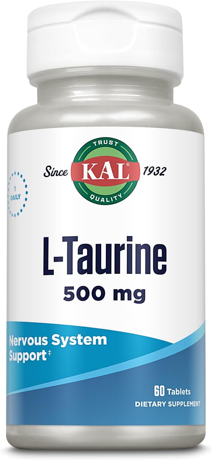 KAL L-Taurine 500mg – Amino Acid Supplement for Heart, Nerve & Eye Health – 60 Rapid Disintegration Tablets - görsel 1