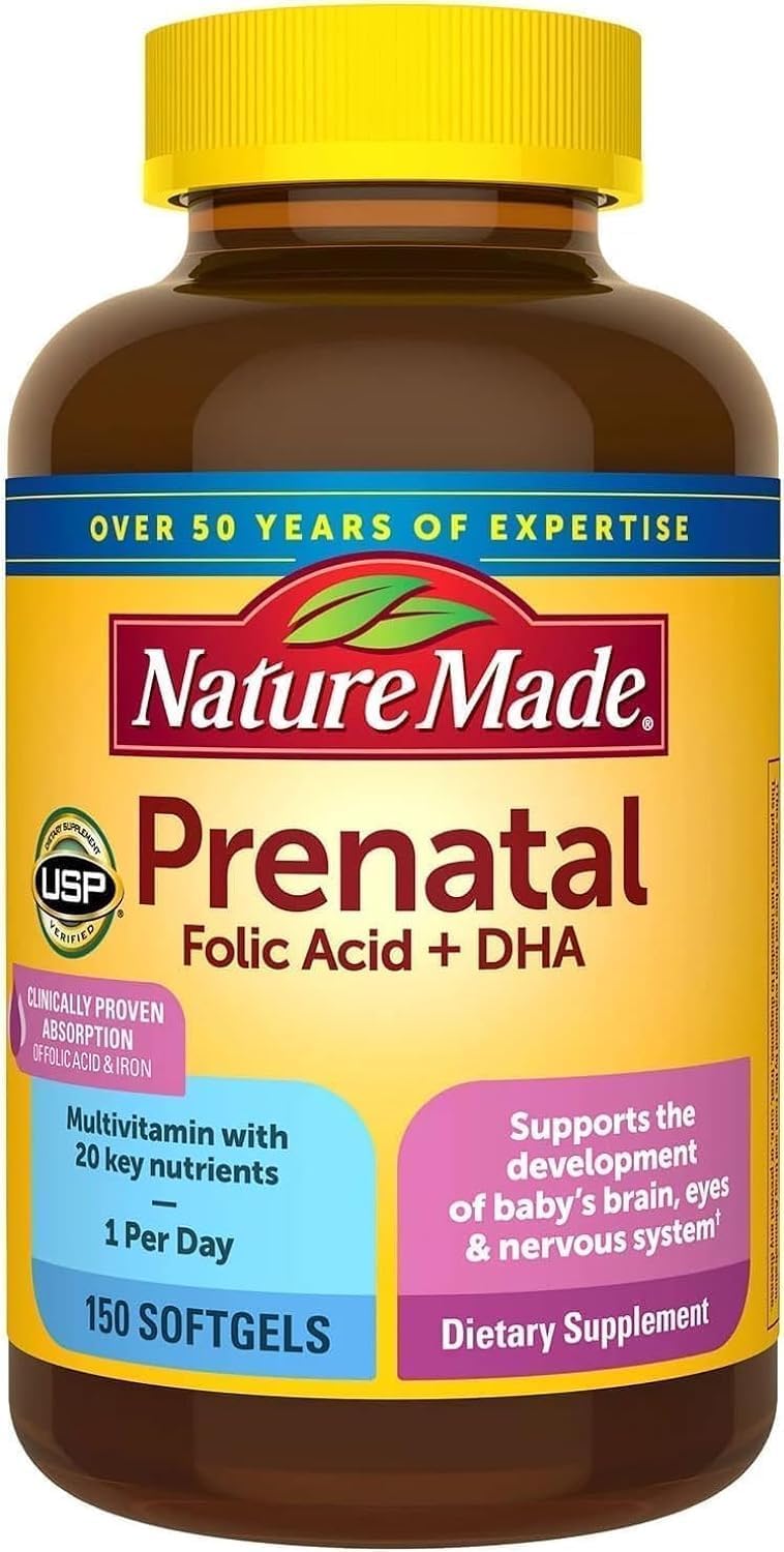 Nature Made Prenatal + DHA 200 mg Food Supplement, 150 Soft Gels - görsel 1
