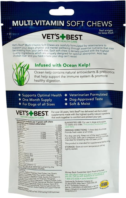 Vet's Best Multivitamin Soft Chews for Dogs - Supports Physical and Mental Health - 30 Day Supply