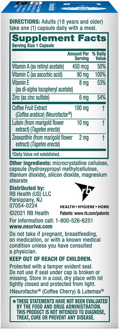 NEURIVA Brain + Eye Supplement – Memory, Focus & Eye Health, 90 Capsules (3 Pack) - görsel 4