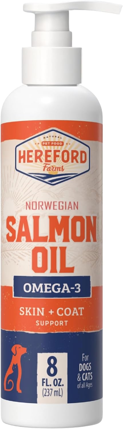 Salmon Oil for Dogs and Cats, Fish Oil for Skin and Coat Health, Omega-3 EPA & DHA Liquid Supplement (237 ml)