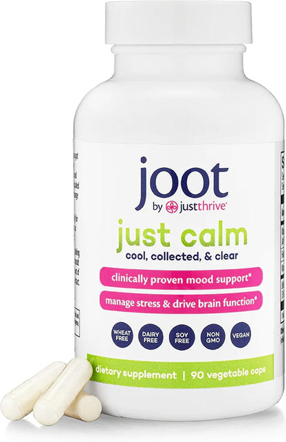 Just Thrive Just Calm - Cortisol Manager with Probiotic BL 1714 & B Vitamins - Vegan Mood & Memory Support - 30 Capsules