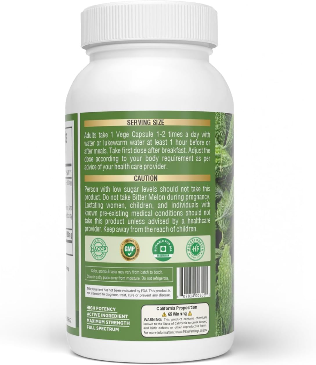 HerbsForever Bittermelon (Karela) Extra Strength (10:1) Extract – 880mg, 60 Veg Capsules - görsel 2