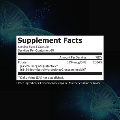 5-MTHF Methylfolate 5mg, Quatrefolic® for MTHFR Support, 60-Day Supply