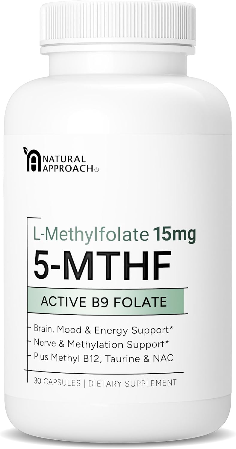 Natural Approach L-Methylfolate 15mg with Methyl B12, D3, NAC & Taurine - 60 Capsules - görsel 8