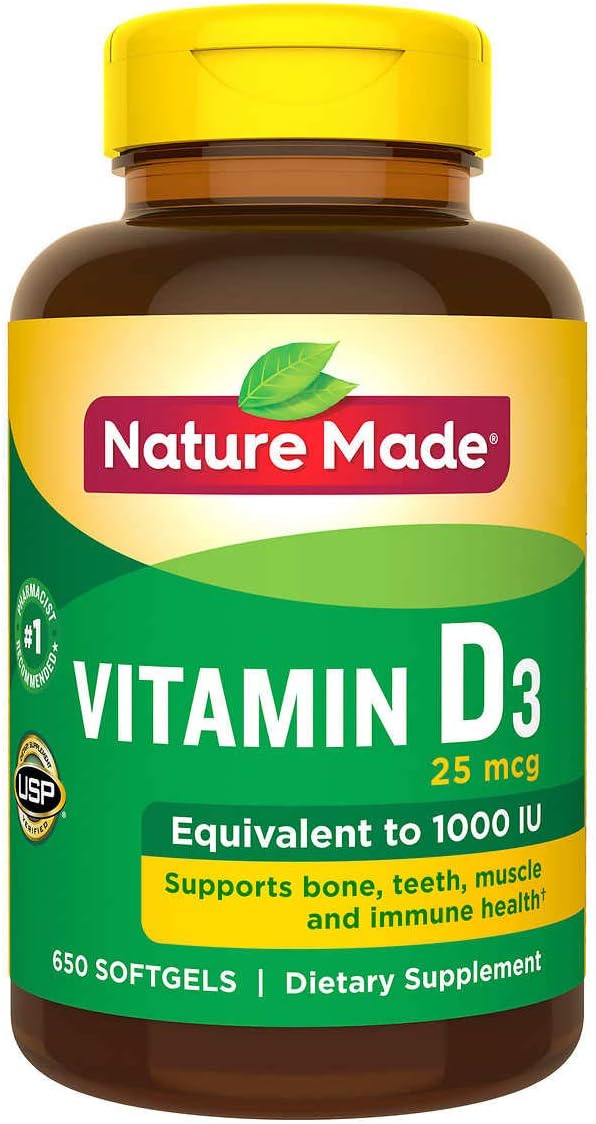 Nature Made Vitamin D3 1000 IU (25 mcg) – 100 Softgels - görsel 8