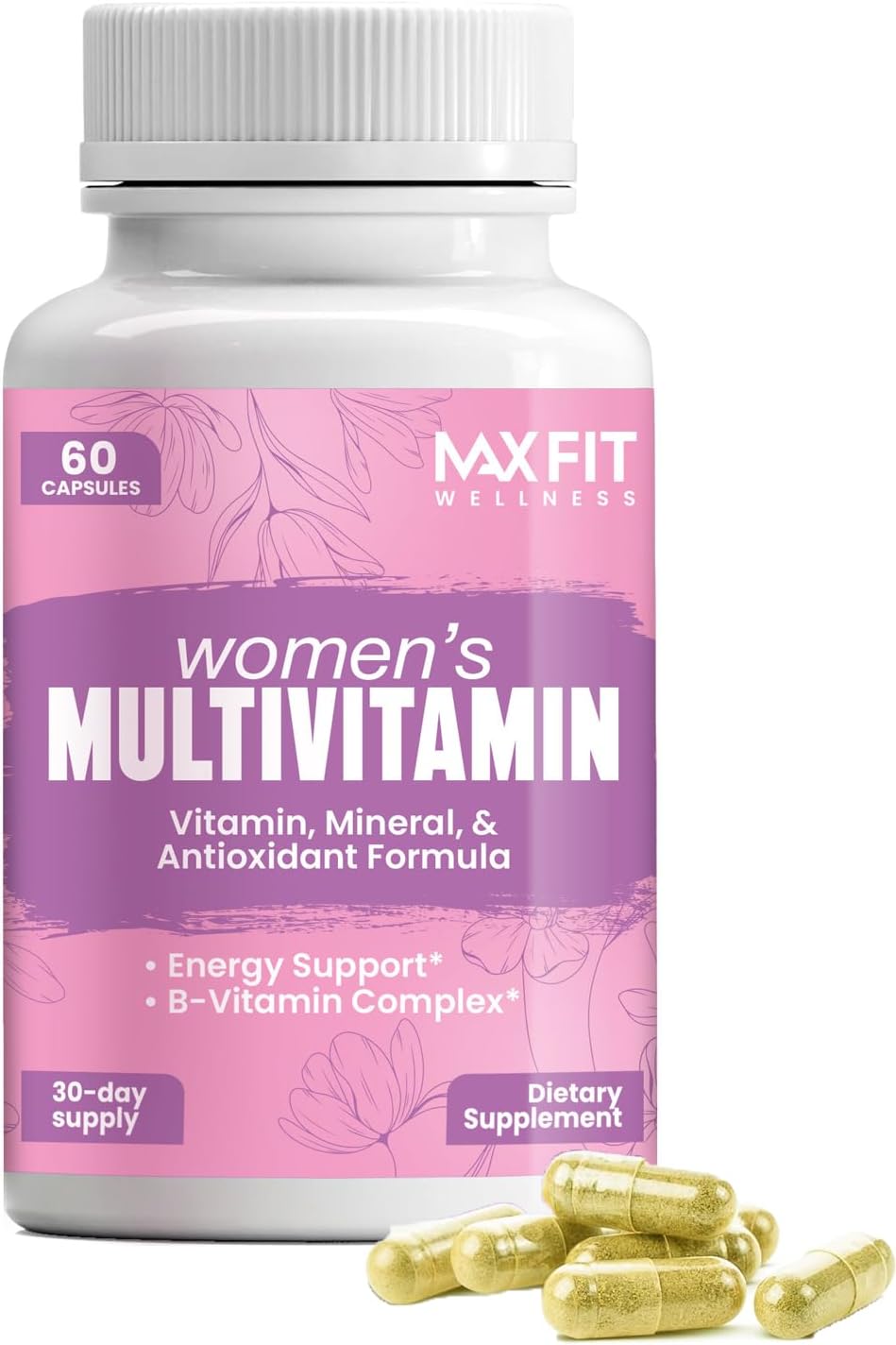 MAX FIT Women's Multivitamin – Complete Multivitamin for Women 50+ with Essential Vitamins A, B, C, D, E, Calcium & Iron – 60 Capsules - görsel 1