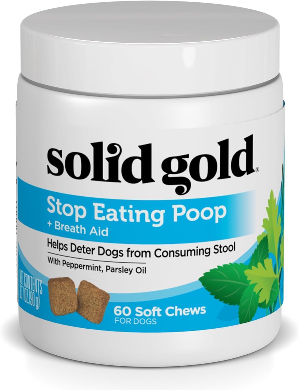 Solid Gold No Poo Chews for Dogs – Coprophagia Deterrent & Faeces Eating Deterrent with Peppermint & Probiotics – 60ct - görsel 1