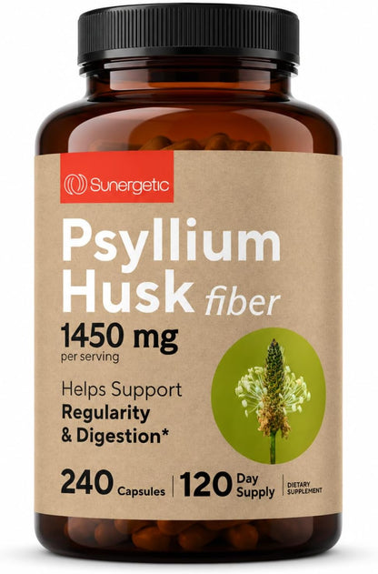 Premium Psyllium Husk Fibre Supplement - 1450mg, 240 Capsules