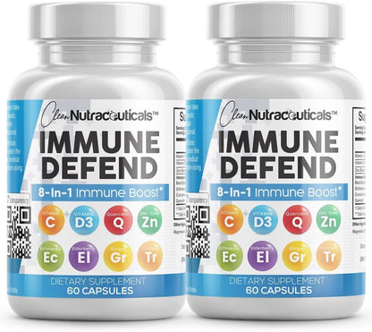 Clean Nutraceuticals Immune Defence Support Supplement 8 in 1 - 60 Capsules