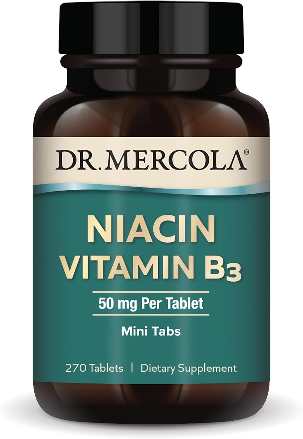 Dr. Mercola Niacin Vitamin B3, 90 Servings (270 Tablets), Food Supplement, Mini Tablets, Essential B Vitamin, Non-GMO - görsel 1