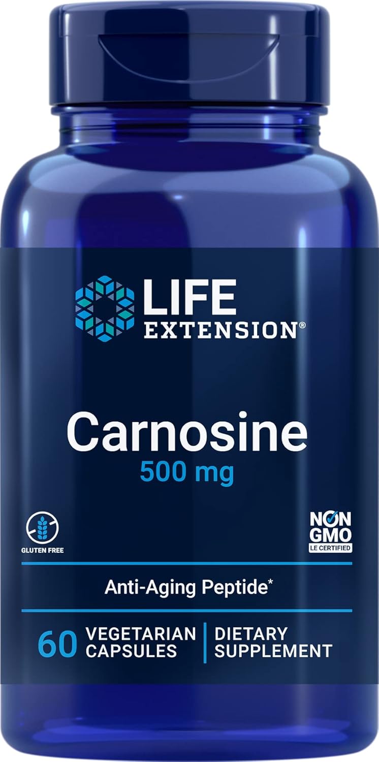 Life Extension Carnosine, Healthy Ageing, Exercise Recovery, Gluten-Free, Non-GMO, Vegetarian, 60 Capsules - görsel 1