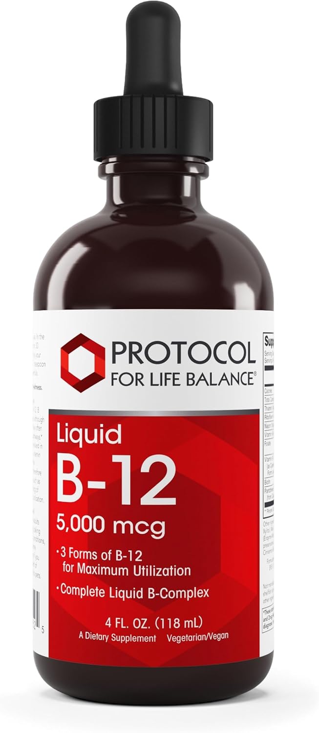 Protocol For Life Balance Liquid B-12 5,000mcg – Nervous System Support with B Vitamins – Dairy Free & Vegan – 118 ml - görsel 1