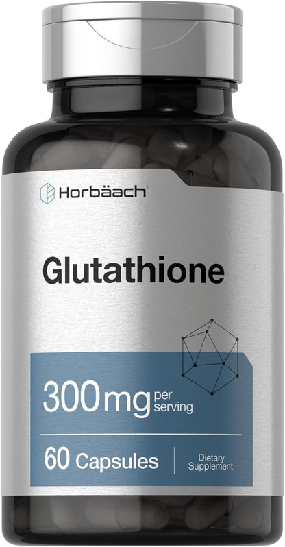 Horbäach Glutathione 300mg | 60 Capsules | Reduced Form | Non-GMO & Gluten-free Food Supplement