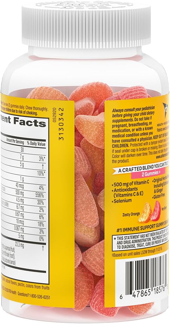 Airborne 500mg Vitamin C + Zinc Immune Support Gummies for Kids, Assorted Fruit Flavours, Gluten-free, 42 Gummies (6 Pack) - görsel 3
