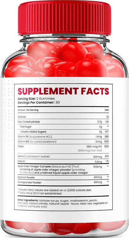 X10 Boost Keto ACV Gummies - 1000mg Apple Cider Vinegar Supplement with B12, Beet Juice & Pomegranate (60 Gummies)