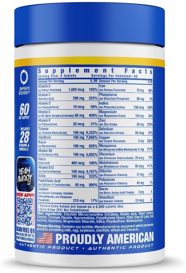 Ronnie Coleman Signature Series Vita XS Multivitamin for Men and Women, Daily Nutritional Support with B Vitamins and Minerals to Aid Workout Recovery and Overall Health, 120 Tablets, 60 Servings - görsel 2