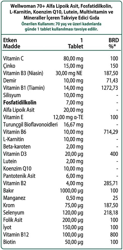 Wellwoman 70+ Multivitamin Supplement for Women Over 70
