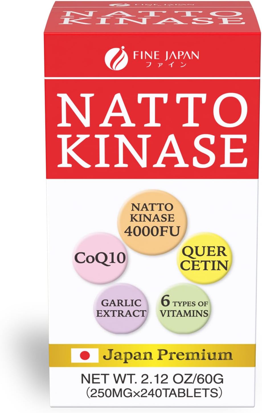 Nattokinase 4000FU - Derived from Japanese Natto 180g (250mg x 240 Tablets) Made in Japan - görsel 1