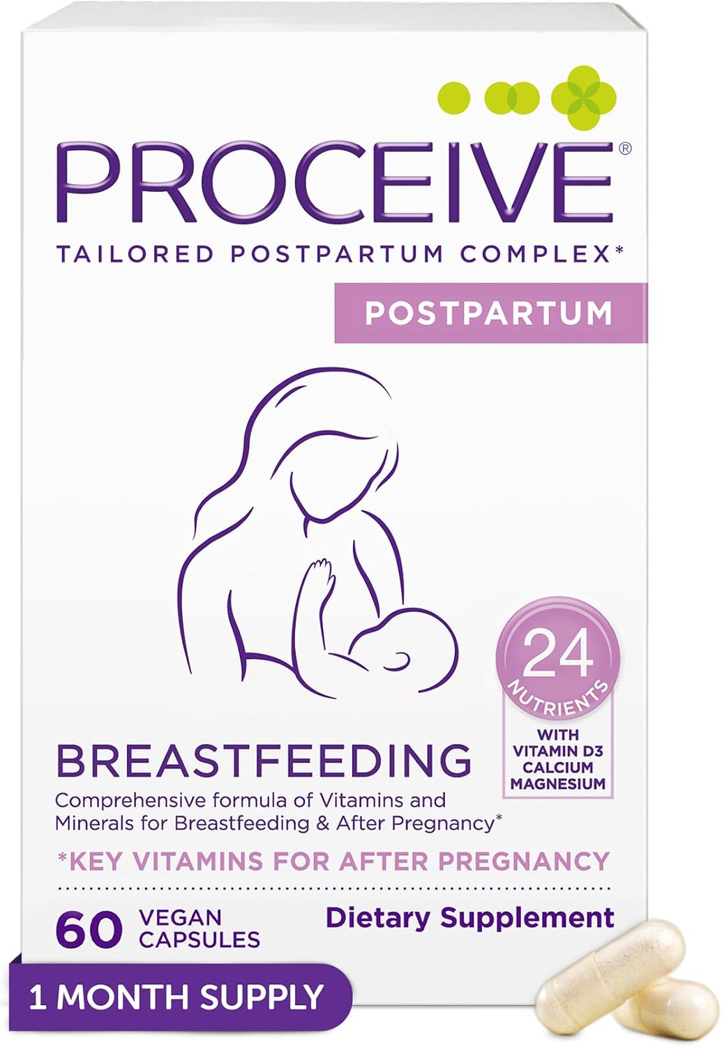 Proceive Breastfeeding Vitamins for New Mum, Postnatal Supplement, Vegan, 60 Capsules - görsel 1