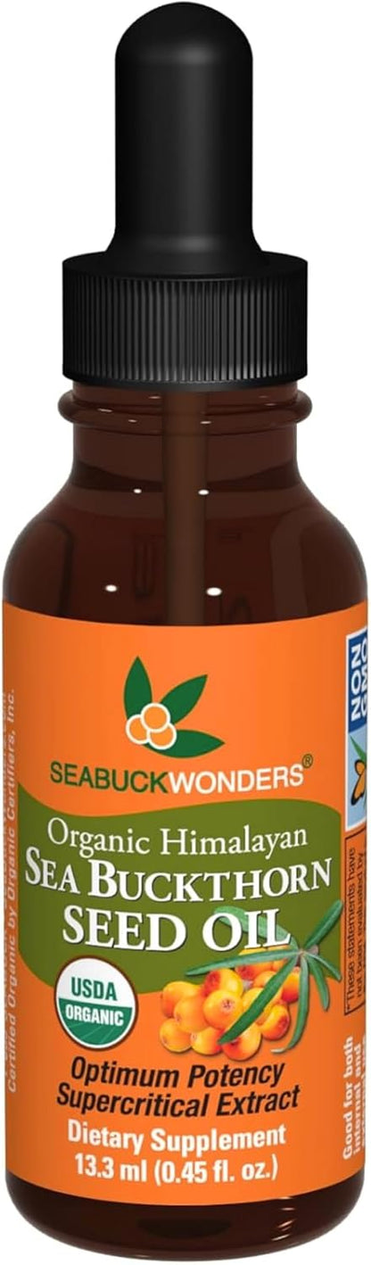 Organic Sea Buckthorn Seed Oil Soft gel capsules – Omega-3, 6 & 9 for Hair, Skin & Nail Health – 120 Soft gel capsules