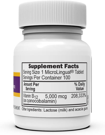 Superior Source No Shot Vitamin B-12 Cyanocobalamin 5000 mcg Sublingual Tablets (100 Count)