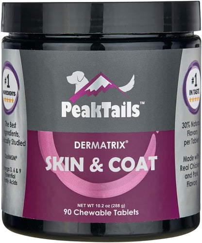 Kala Health PeakTails Skin & Coat Support for Dogs – 150 Chewable Tablets