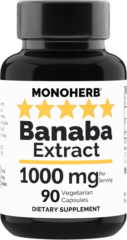 MONOHERB Banaba Extract 100 mg - 90 Vegetarian Capsules - 2% Corosolic Acid