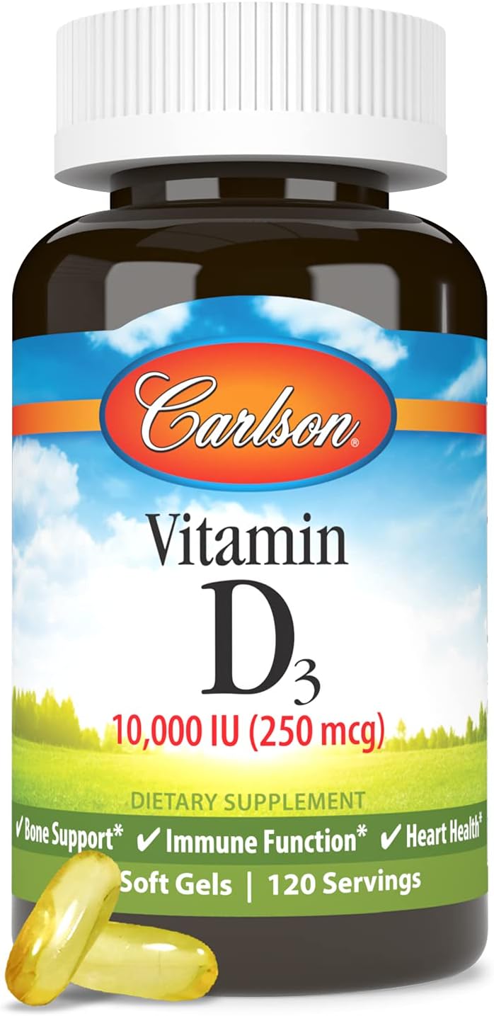 Carlson Vitamin D3 10000 IU (250 mcg) – Bone, Immune & Muscle Support, 120 Softgels - görsel 5