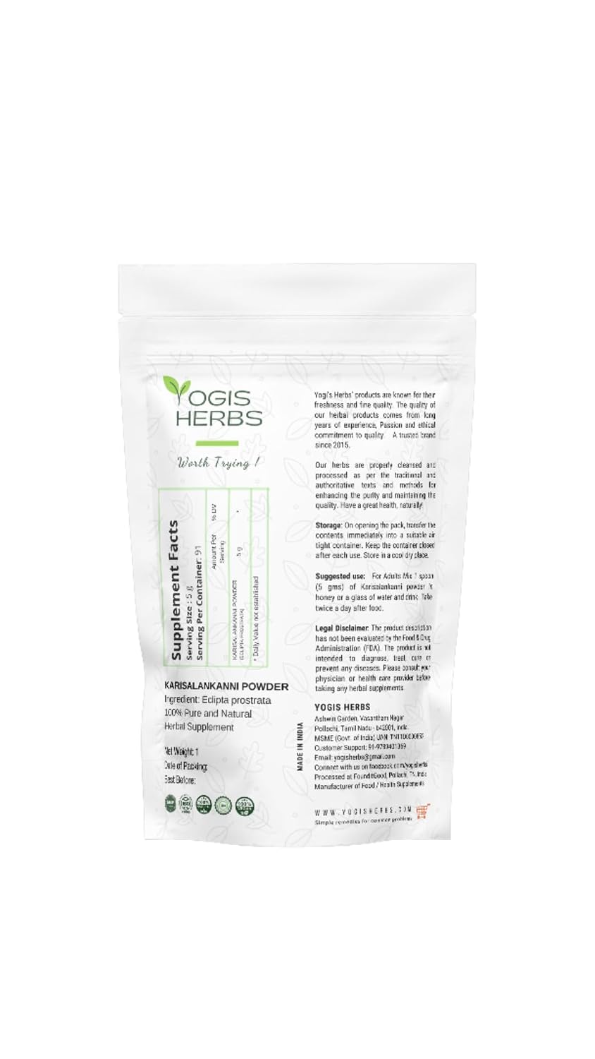 YOGIS HERBS Karisalankanni Powder - Pure Bhringraj (Eclipta alba) for Natural Hair Care - görsel 2