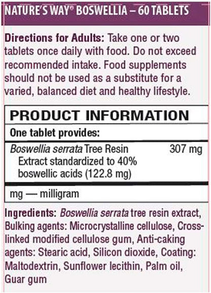 Nature's Way Boswellia Standardised - 60 Tablets