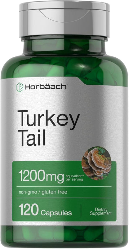 Horbäach Turkey Tail Mushroom Capsules | 120 Capsules | Non-GMO & Gluten-free Extract