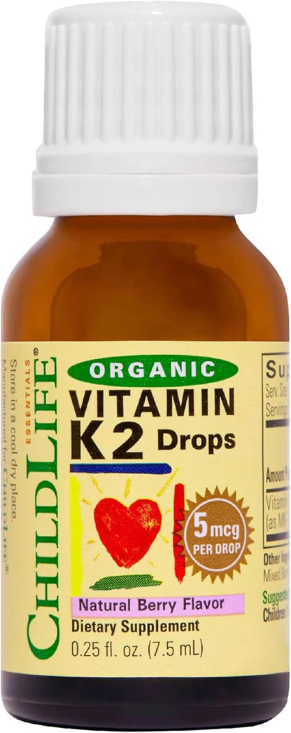 ChildLife Essentials Organic Vitamin K2 Drops - Natural Berry Flavour, 0.25 fl oz