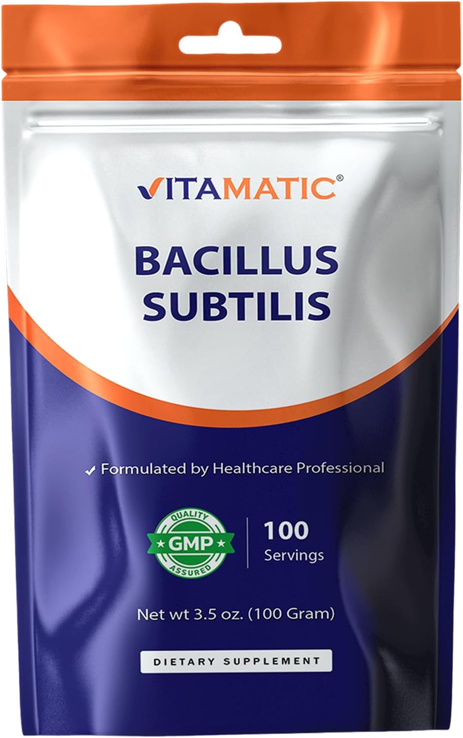 Vitamatic Bacillus Subtilis Pure Powder Probiotic Powder - Gut Health - 100 Gramme - 100 Servings - görsel 1