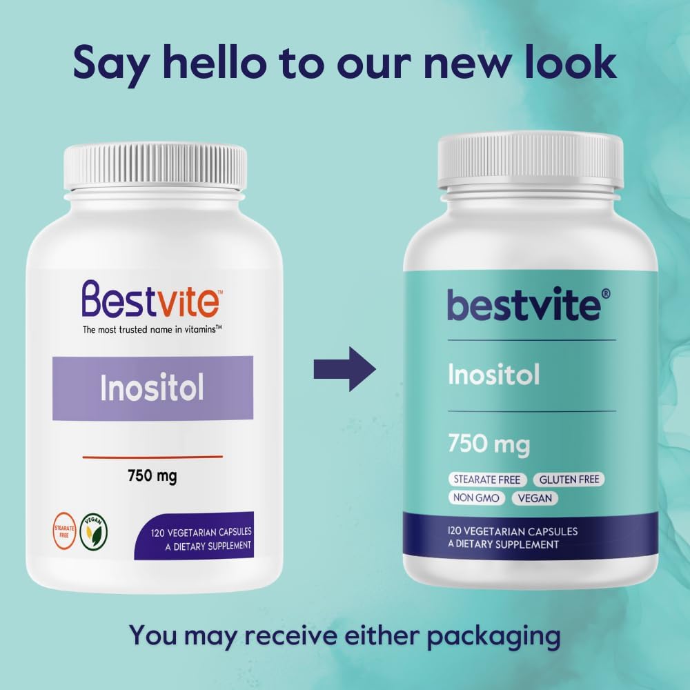 BESTVITE Inositol 750 mg - Myo-Inositol (120 Vegetarian Capsules) - görsel 3