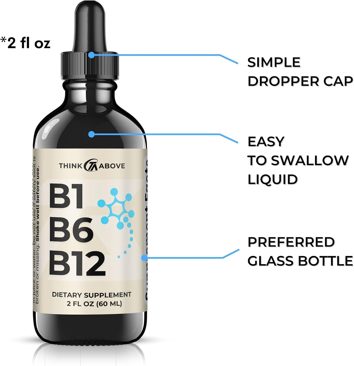 Think Above B1 B6 B12 Liquid Drops - Fruity Flavour - 60 ml (60-Day Supply) - görsel 2