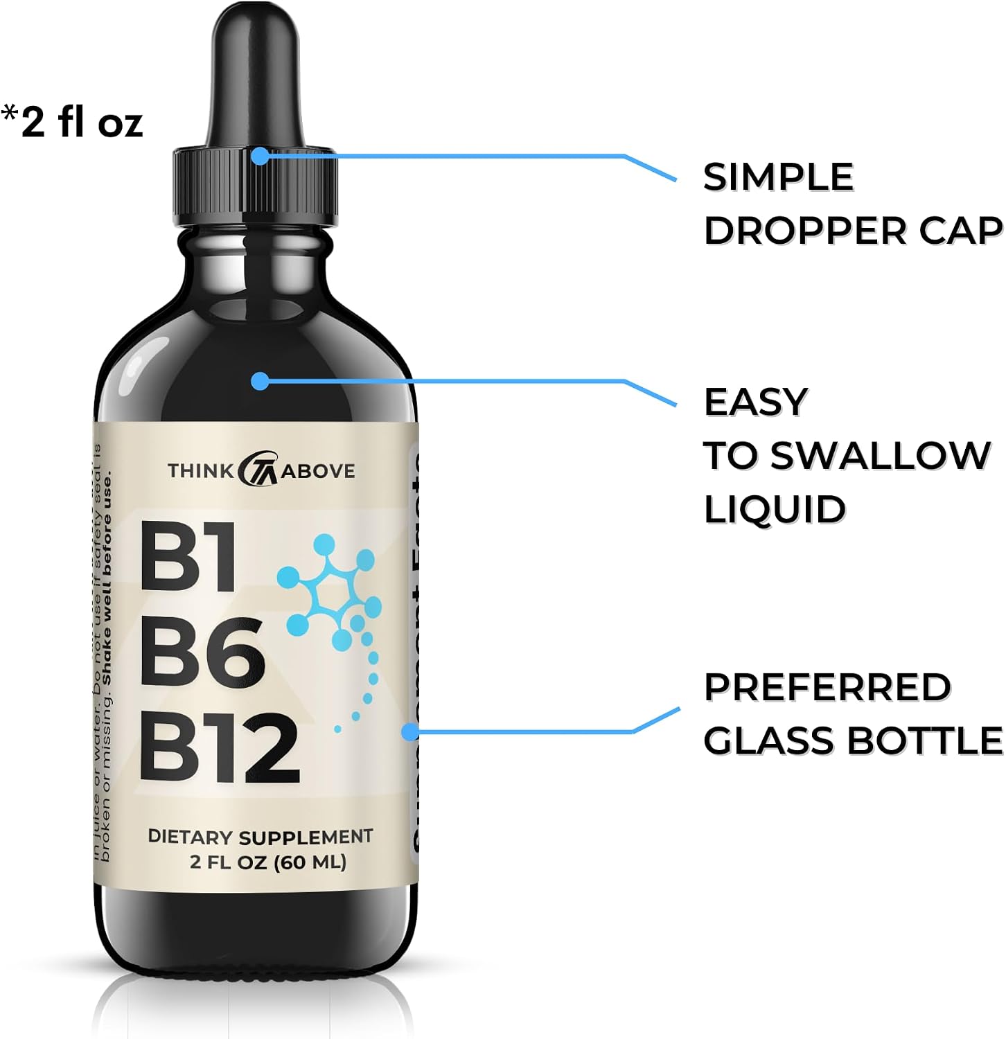 Think Above B1 B6 B12 Liquid Drops - Fruity Flavour - 60 ml (60-Day Supply) - görsel 2