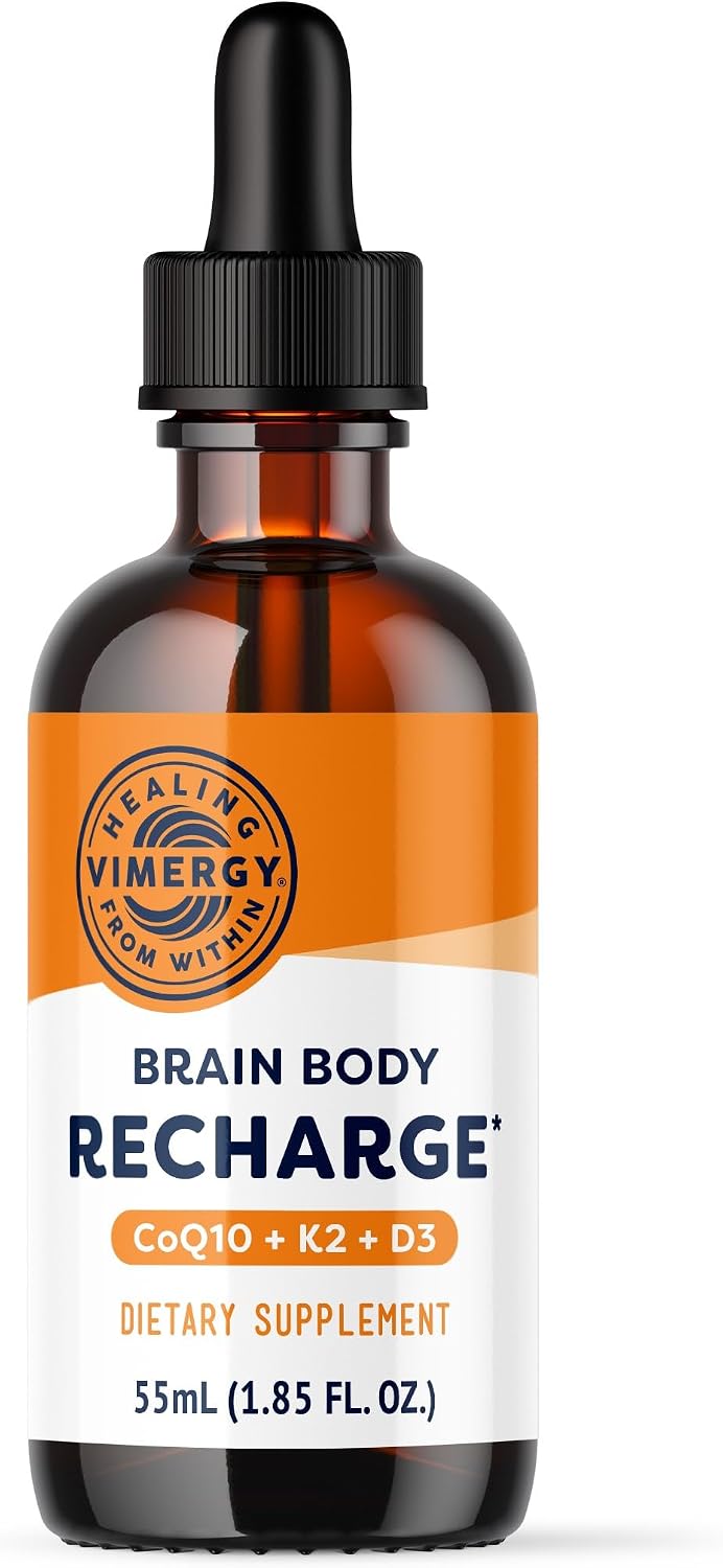 Vimergy Brain Body Recharge – Vitamin D3, K2 & CoQ10 Liquid Supplement (55mL) - görsel 1