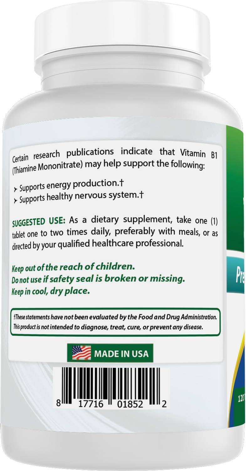 Best Naturals Vitamin B1 (Thiamine Mononitrate) 500 mg, 120 Tablets - görsel 7