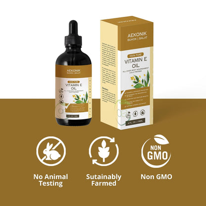 AEKONIK Organic Vitamin E Oil - Pure & Natural for Skin and Hair Care, 118 ml