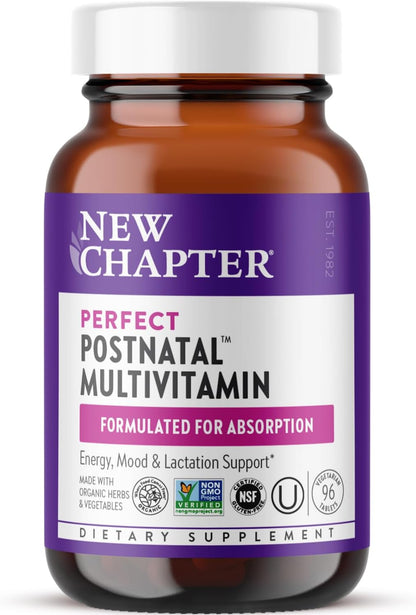 New Chapter Postnatal Vitamins – Lactation Support Multivitamin with Fermented D3 & B Vitamins, 96 Tablets