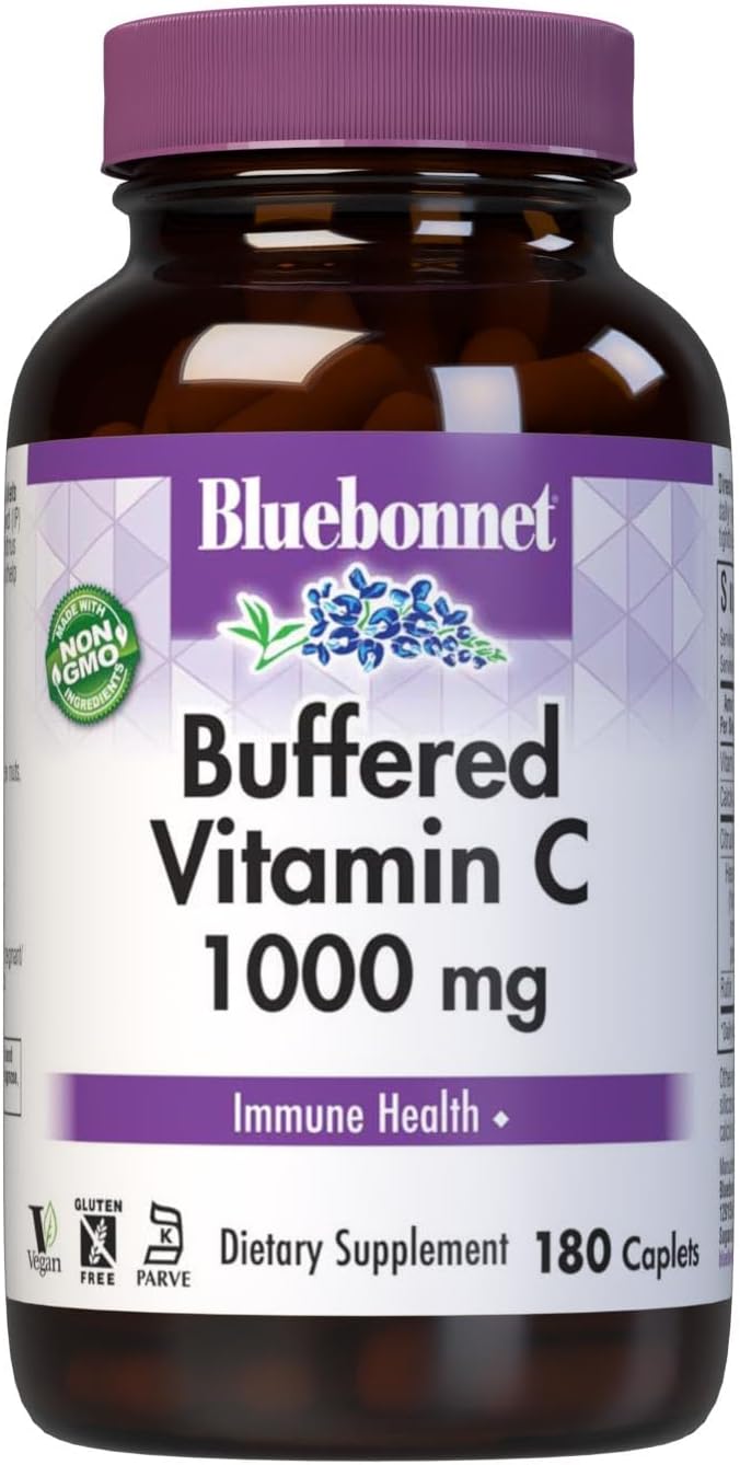 Bluebonnet Nutrition Buffered Vitamin C 1000 mg Caplets - 180 Count - görsel 1