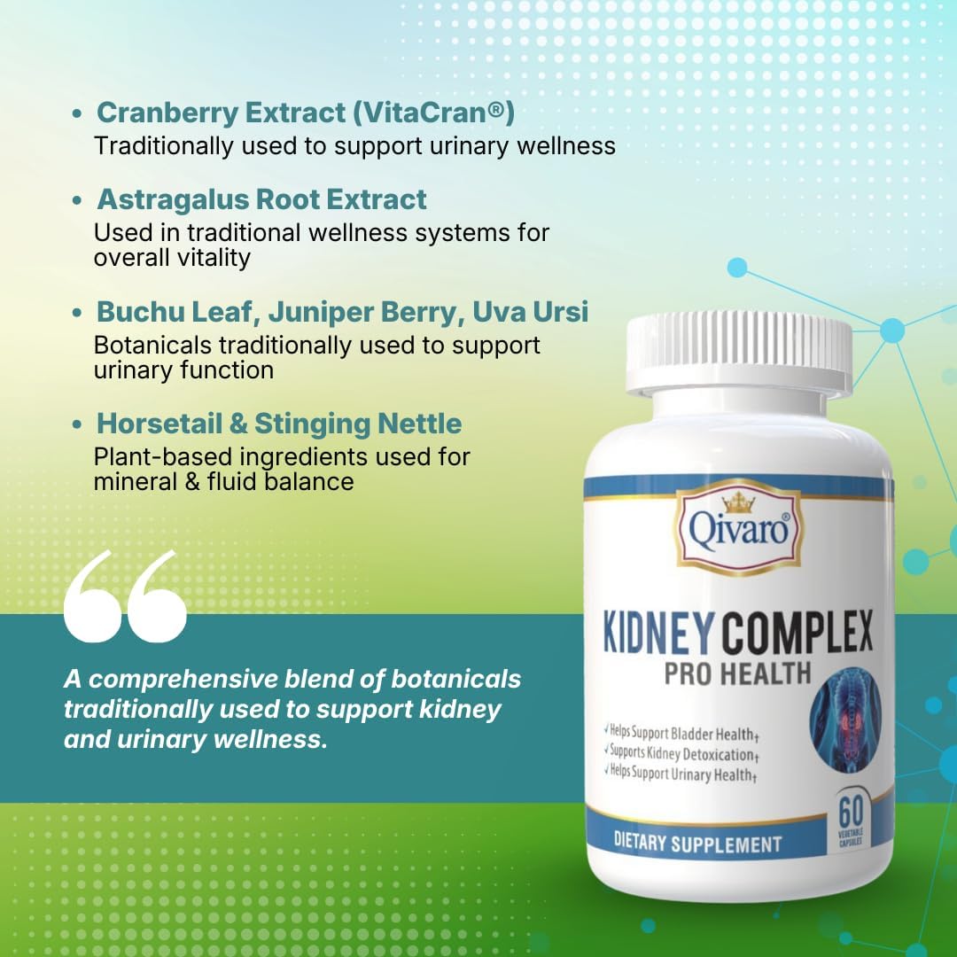 Qivaro Kidney Complex Pro-Health - Kidney Support Supplement with Cranberry Extract - 60 Vegetable Capsules - görsel 3