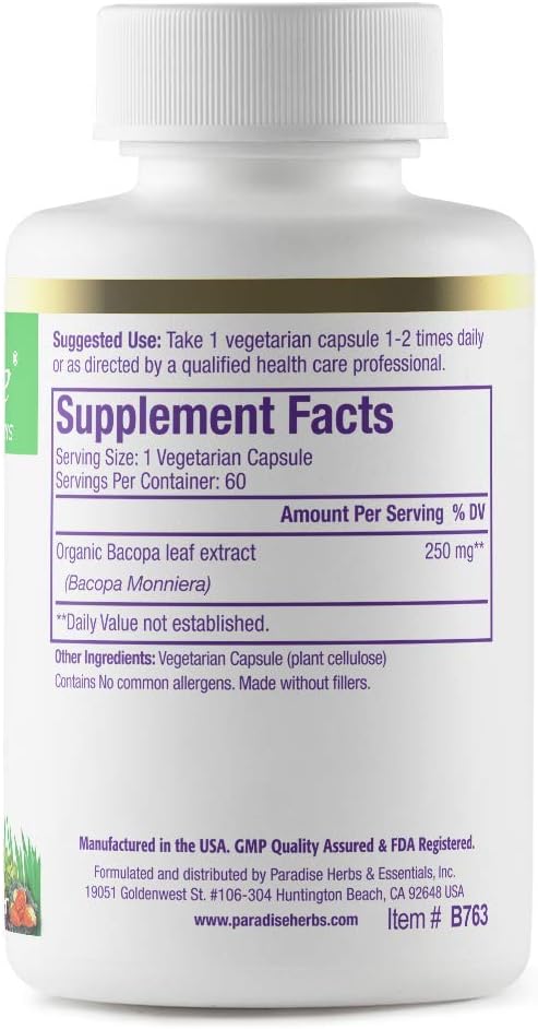Paradise Herbs Bacopa Extract, 60 Capsules - görsel 2