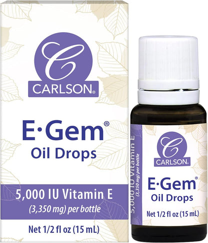 Carlson - E-Gem Oil Drops, 5000 IU Vitamin E, Moisturises & Nourishes Skin, Skin & Bath Oil, 15 ml (Pack of 1)